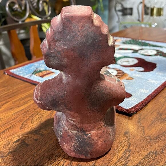 Mexican Folk Art Clay Terracotta Pottery Aztec Mayan Seated Tribal Figure 5 1/4” - Picture 3 of 5